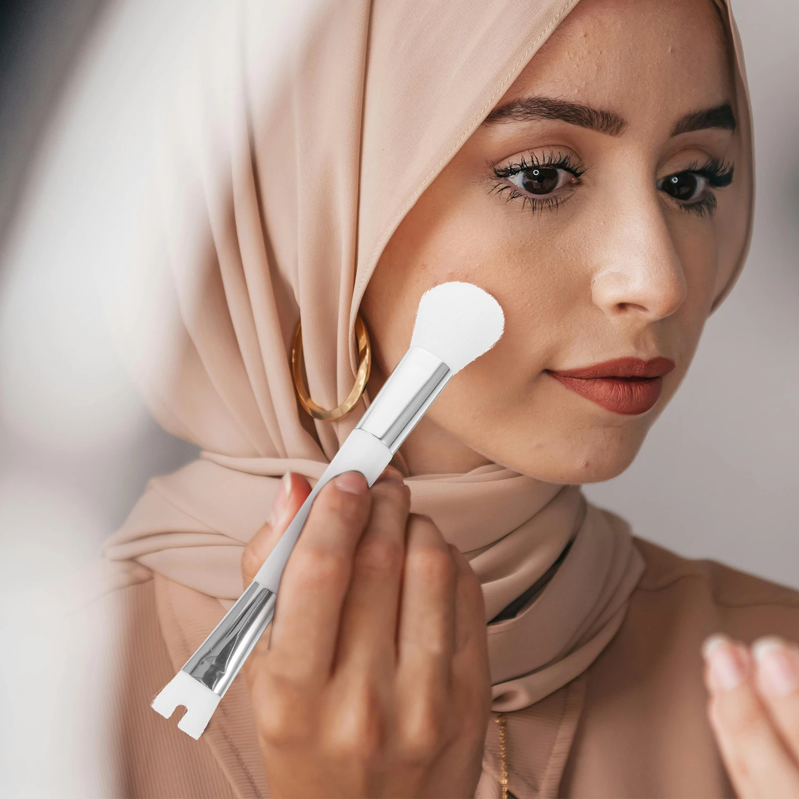 Brosse à poudre libre pour ombre de nez, double extrémité, Portable, légère, pour maquillage du visage, surligneur, fond de teint, correcteur, outil de maquillage
