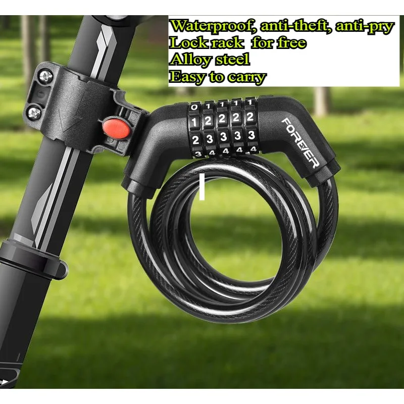 

100cm 150cm Anti Theft Bicycle Lock, Mountain Bike Combination Lock, Bold Portable Cable Chain for Electric Bicycle Motor