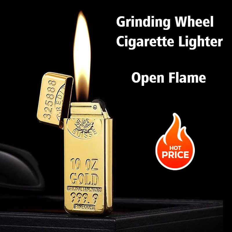 

New Cigar Igniters Grinding Wheel Butane Inflatable Lighter Smoke Windproof Open Flame Cigarettes Lighters & Smoking Accessories