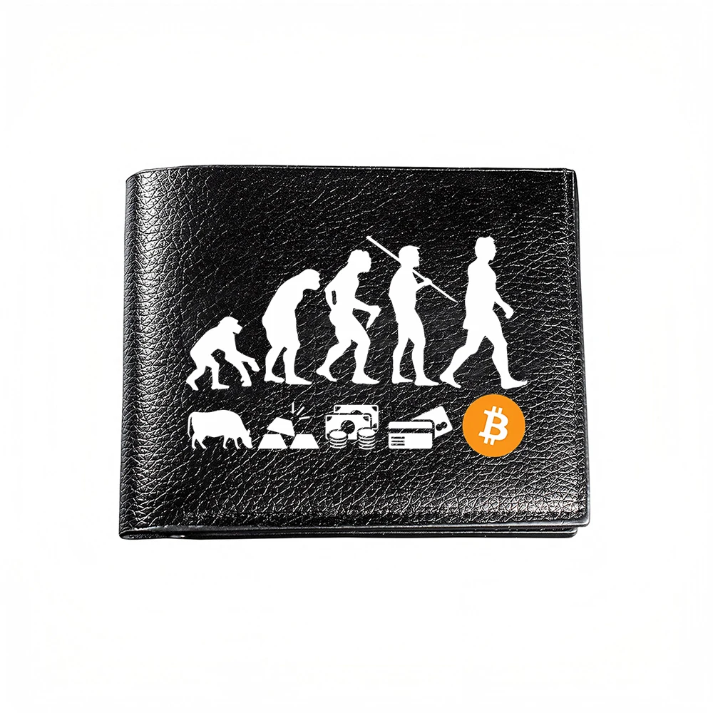 Human Evolution To Bitcoin Wallet Fashion Business Card Holder For Men Modern Design Trendy Accessory