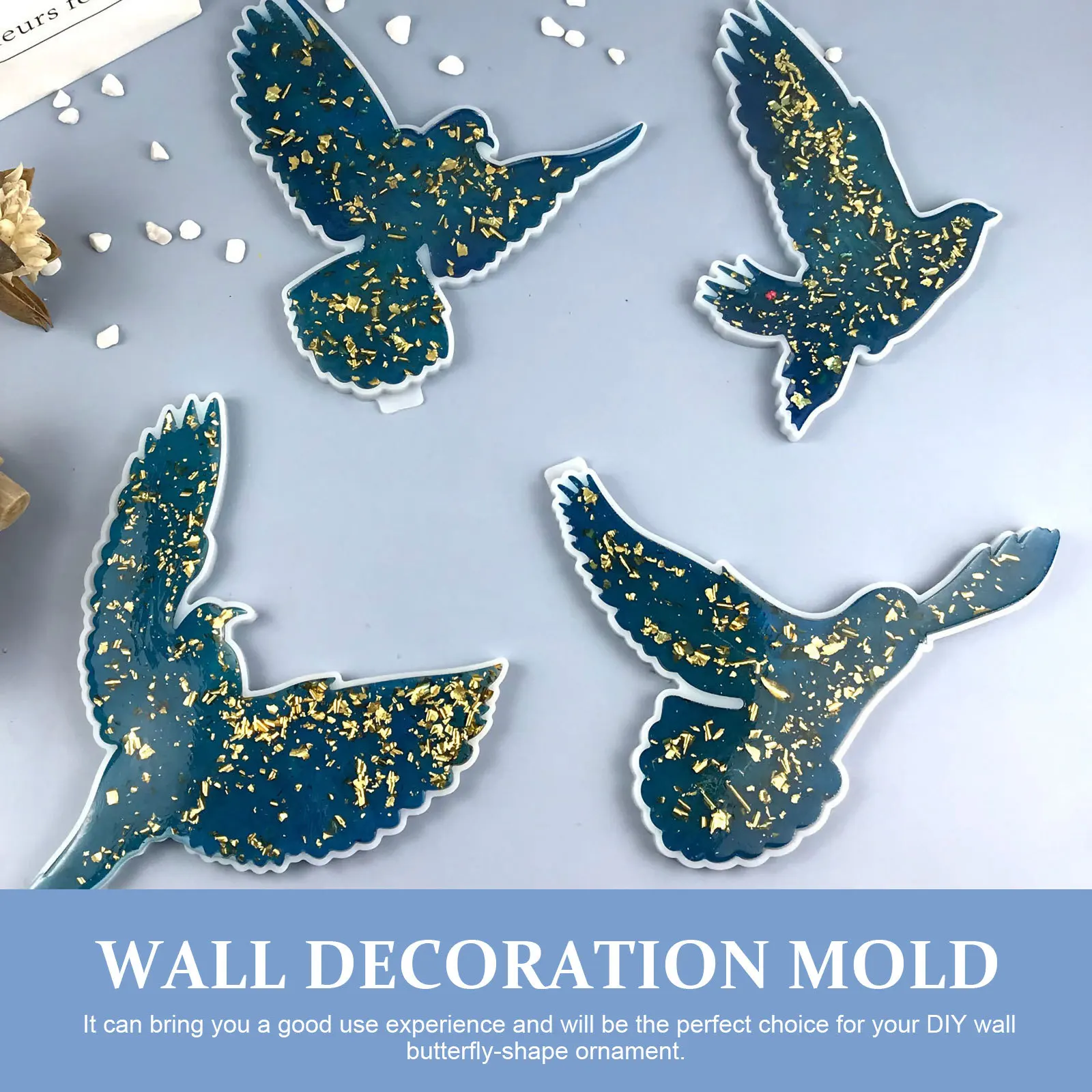 

4Pcs DIY Mold Silicone Wall Ornament Craft Mould for Creative Home Decor Personalized Gift with Dried Flowers