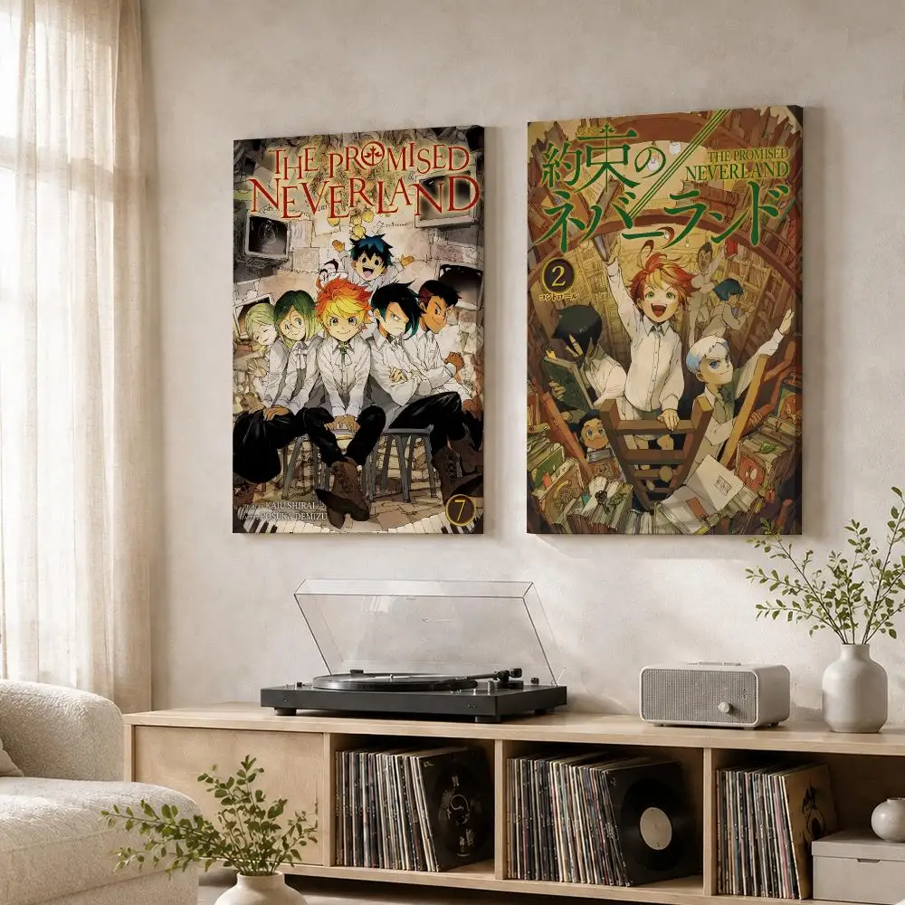 Anime The P-Promised Neverland Framed Wall Painting Wood Framed Wall Art Print For Bedroom Living Room Hallway Office Home Decor