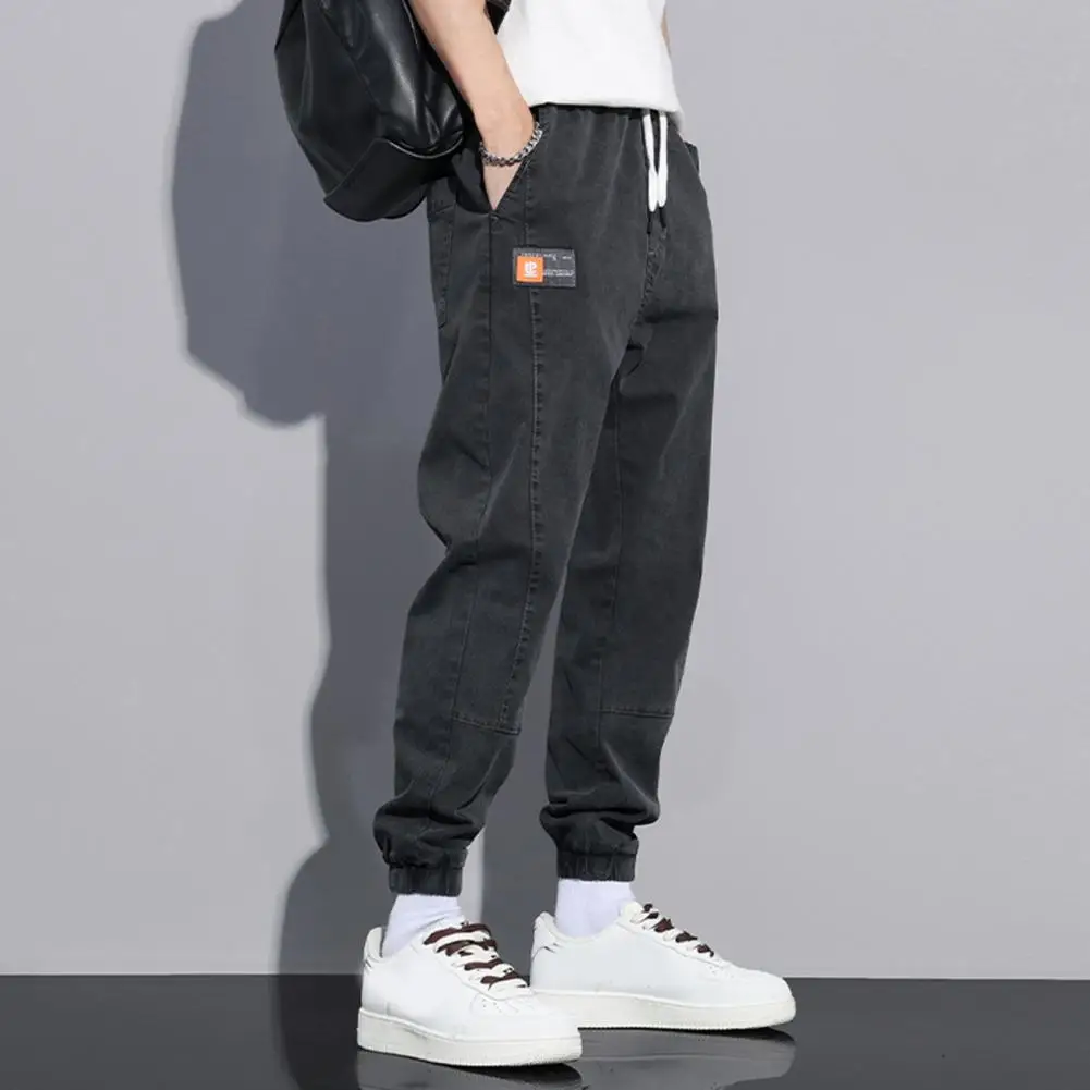 

Men Casual Workwear Pants Men's Loose Fit Cargo Pants with Ankle-banded Drawstring Waist Soft Warm Pockets Fall Spring for Men