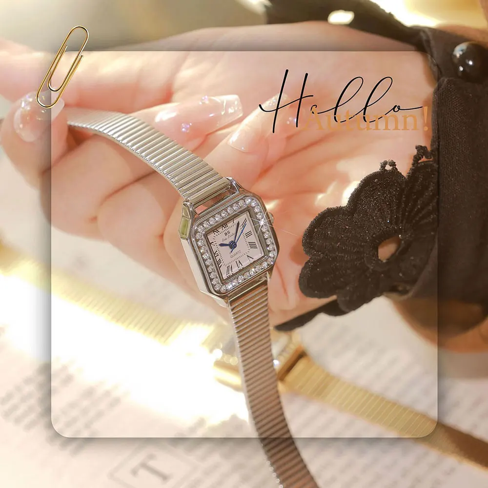 Женские модные квадратные часы цвета: золотистый, серебряный, роскошные женские кварцевые наручные часы, женские часы в римском масштабе, женские подарки