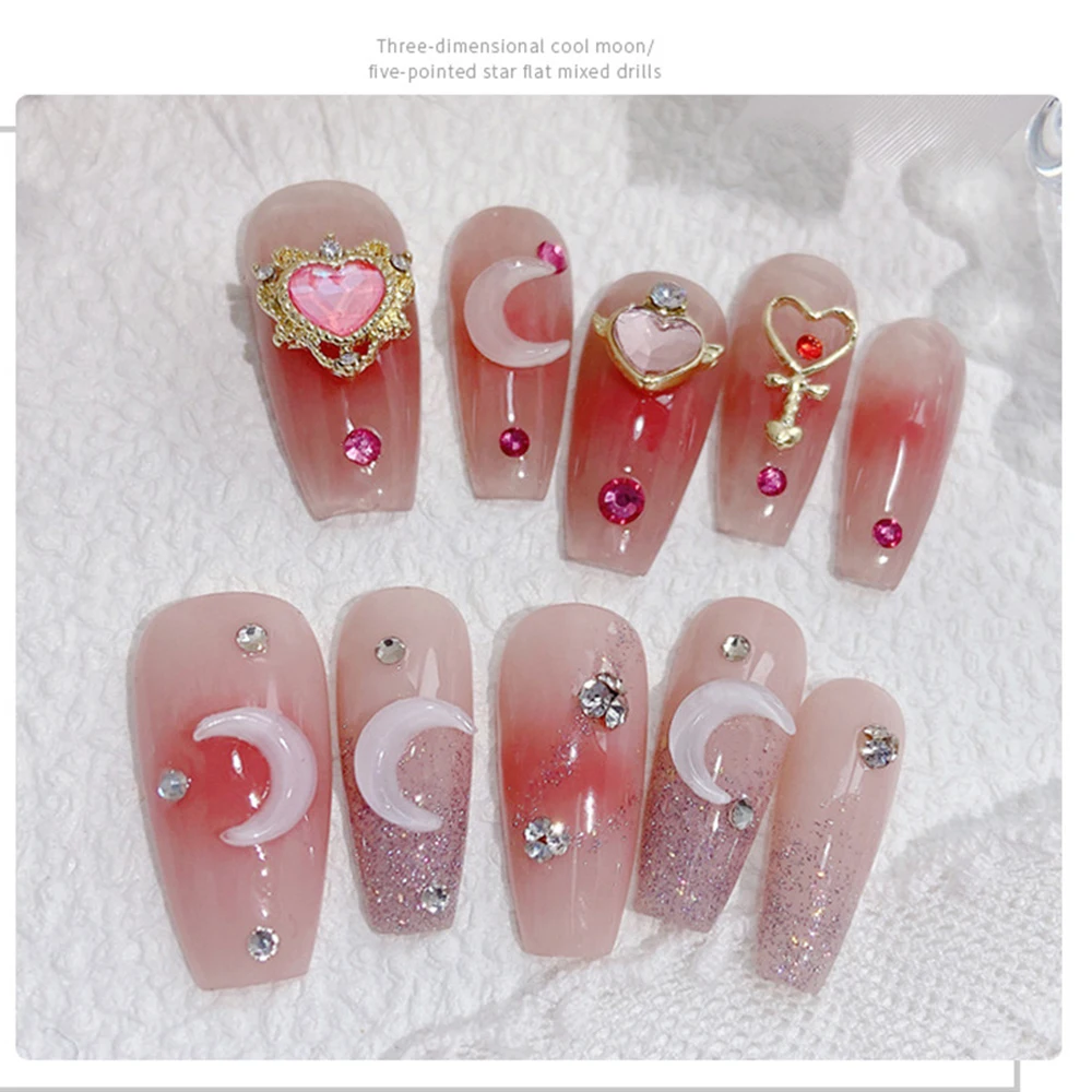 Nail Art 3D N64.Cute Nail Decoration Supplies, Moon Star Jewelry, Nail Tools, Beauty Manucure, 50Pcs Bag