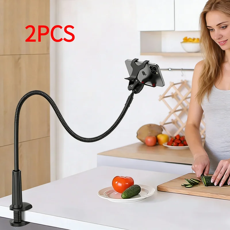 

Держатель для телефона (2 шт.), гибкий кронштейн-подставка для подголовника кровати, с длинными гибкими рукавами, крепление-зажим, для iPhone, Samsung и устройств 3.5~6.7 дюймов