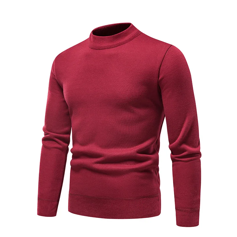 Maglione con o-collo in tinta unita sottile Top da uomo Autunno Inverno Abbigliamento caldo per maglieria Camicia classica con fondo spesso per uomo MY922