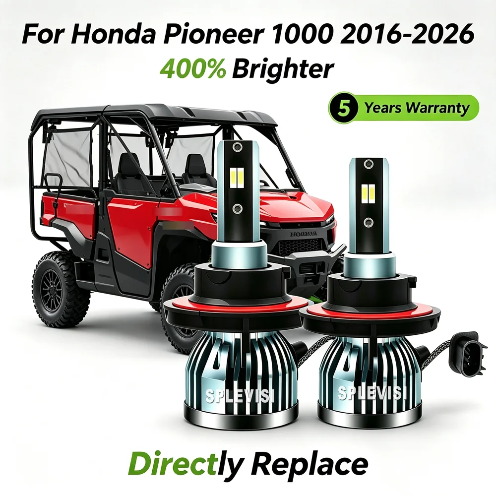 12v LED Headlights Fast Cooling with Built-in Fan For Honda Pioneer 1000 2016 2017 2018 2019 2020 2021 2022 2023 2024 2025 2026