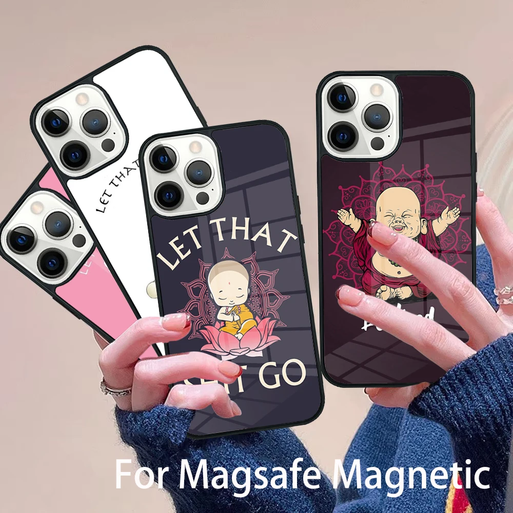 

Be Happy Little Buddha Phone Case Magesafe Magnetic Wireless Charge Cover For IPhone 16 11 12 13 14 15 Pro Max Plus Mini