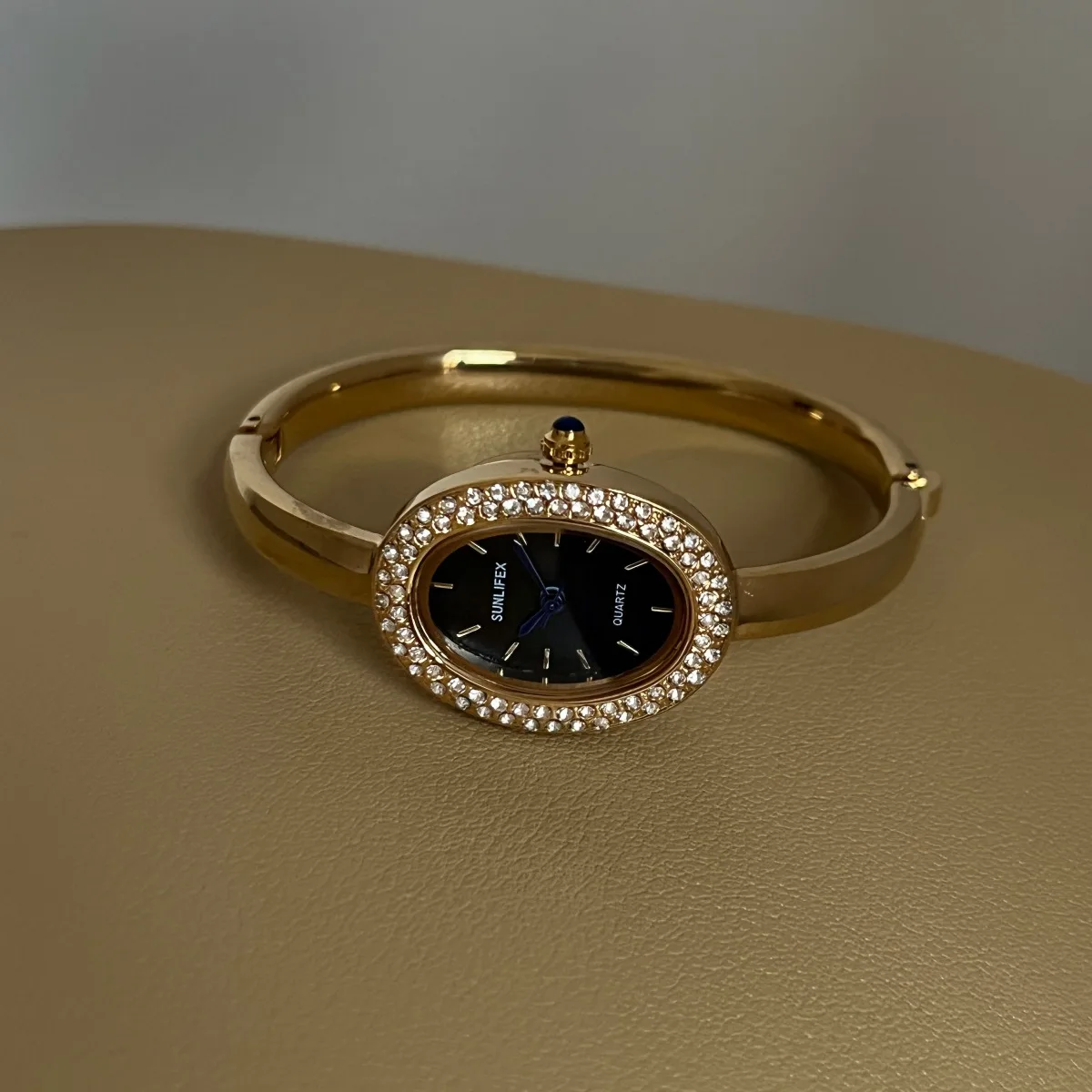 Oval Ladies Watch Gold with Diamonds Small Dial Female Women Quartz Watch Waterproof Lady Clock Bracelet Birthday Gift Box