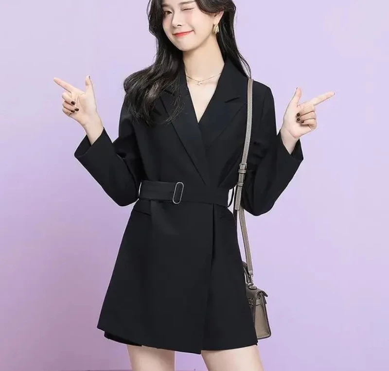 Schicker Vintage-Gürtel im koreanischen Stil für Damen, lässig, I-Anzug, Jacke, langer Mantel