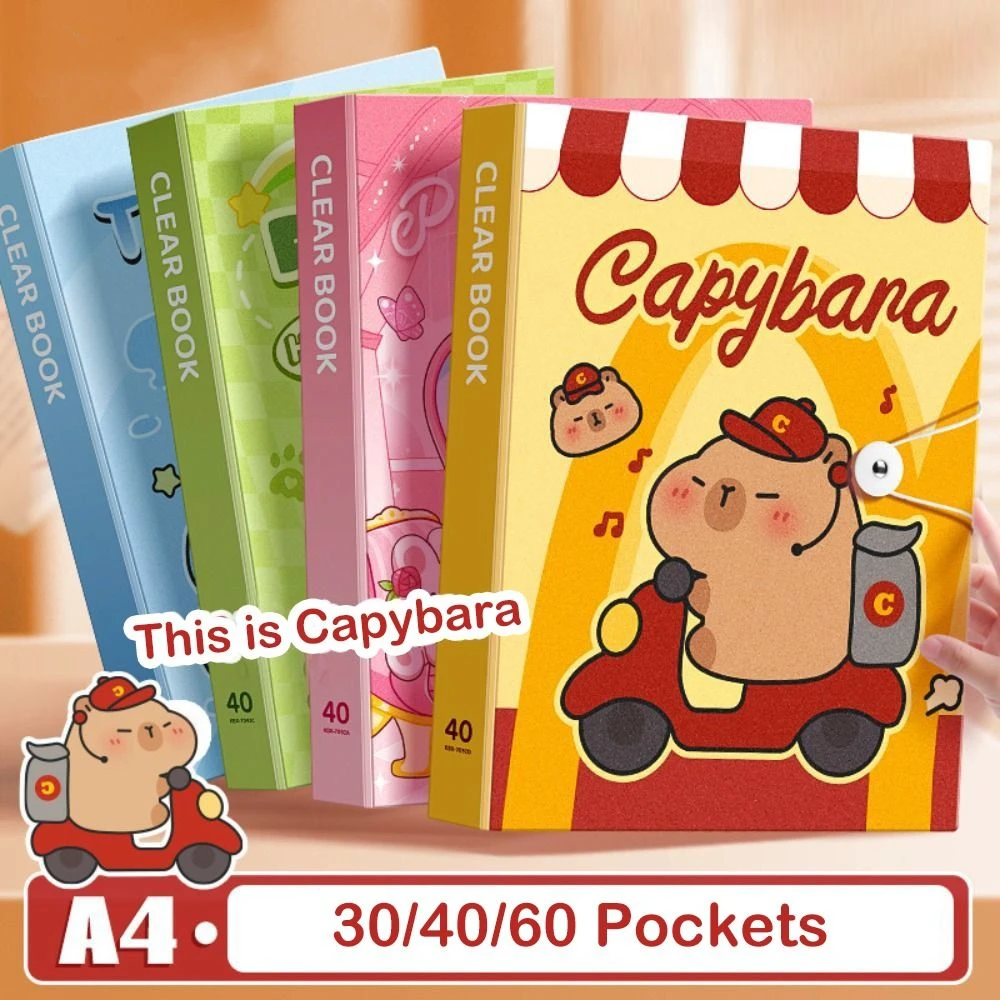 

30/40/60 Pockets A4 File Folder Bag Capybara Panda Good Looking A4 File Organizer Large Capacity Music Score Document Folder