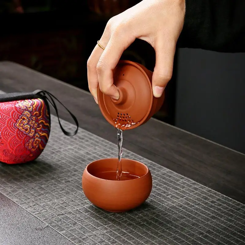 New Miniature Camping Tea Set - Unbreakable Ceramic Solo Cup With Travel Case Ultra-Light Portable Brewing Kit