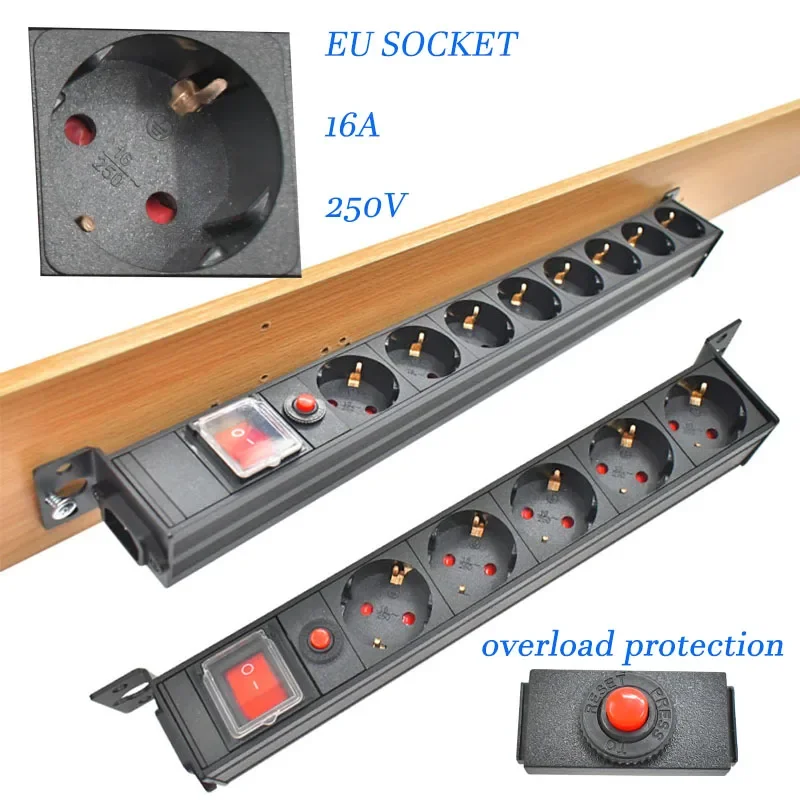 

Desktop socket PDU power supply network cabinet rack power distribution1-8AC EU socket with overload protection wireless socket