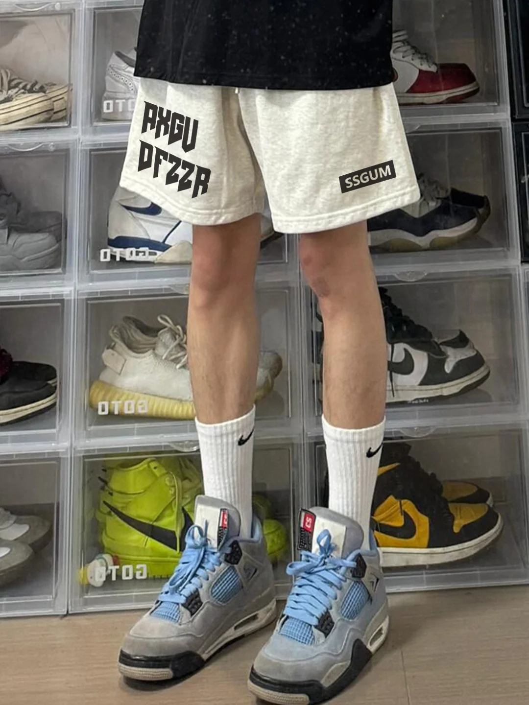 Breathable Straight Leg Men's Sport orts Fitn Baskeall Five-Quarter Casual Pants American Trend Summer Versatile orts