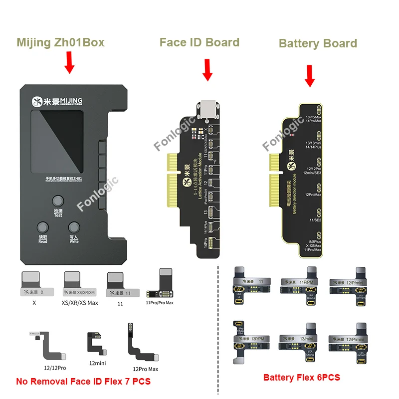 

Mijing ZH01 Face ID Solder Free Programmer for X-12 Promax Battery True Tone Tester No Need Alignment Dot Matrix Projector