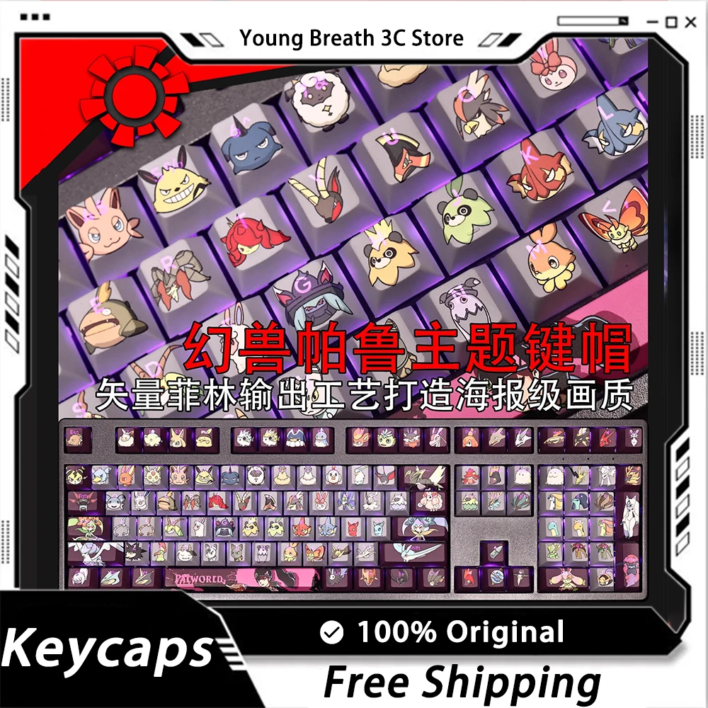 

Custom Diy Palworld Kawaii Mechanical keyboard kit Keycap Light Transmission Keycaps 108Key PBT Keycap Set PC Gamer Accessories