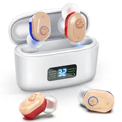 Wireless Mini Noise-cancelling Hearing Aid for Seniors, HD Digital Display, With Large-capacity Battery Charging Box