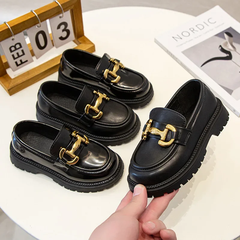 

Girls Spring Autumn Soft Soled Leather Shoes Children Fashionable Non-slip Single Shoes Womans Versatile Simple Kid Casual Shoes