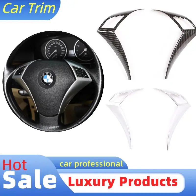 Car Styling Steering Wheel Button Decoration Frame Trim Carbon Fiber ABS For BMW 5 Series E60 E61 2003-2010 Interior Accessories