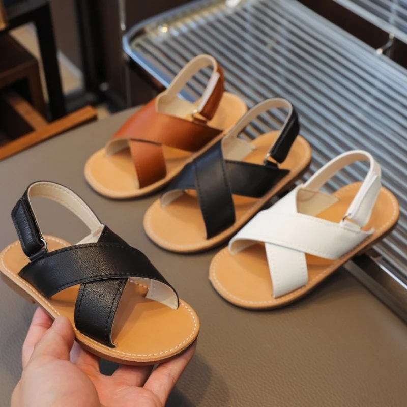 Child Casual Sandals2026new Retro Child Soft Soled Shoes Simple Girls' Anti Slip Beach Sandals Children's Versatile Sandals