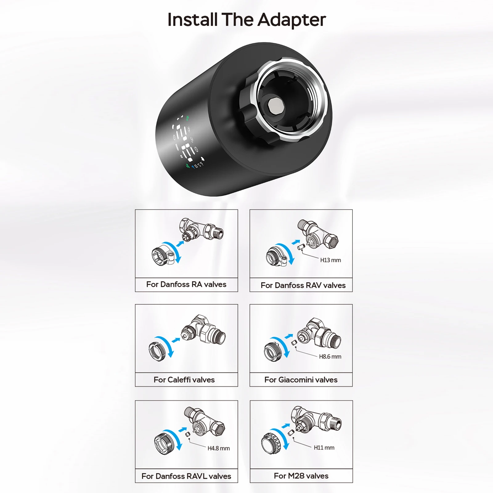 Tuya ZigBee Radiator Actuator Thermostat, Smart Programmable Thermostat Temperature Controller, LED Temperature Controller