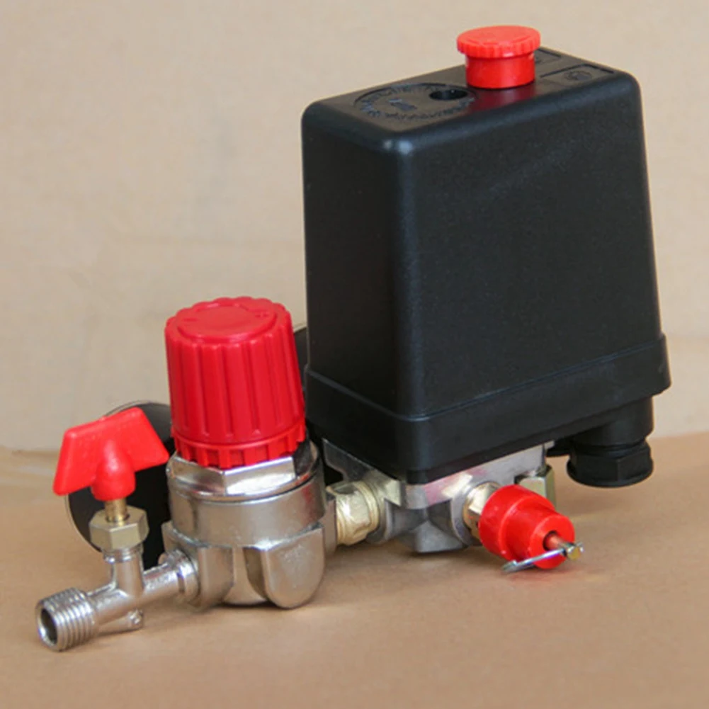 [NEWA64Z!】 With Pressure Regulating Valve Switch Assembly Control 15A 240V/AC Adjustable Air Regulator Valve Compressor Four Hol