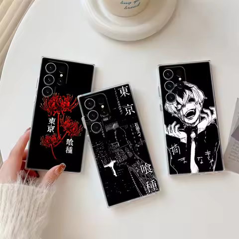 Tokyo Ghoul Ken Kaneki Anime Phone Case S25Ultra For Samsung Galaxy S25 S24 S23 S21 Ultra S20 FE S22 Plus A35 A55 5G Clear Cover