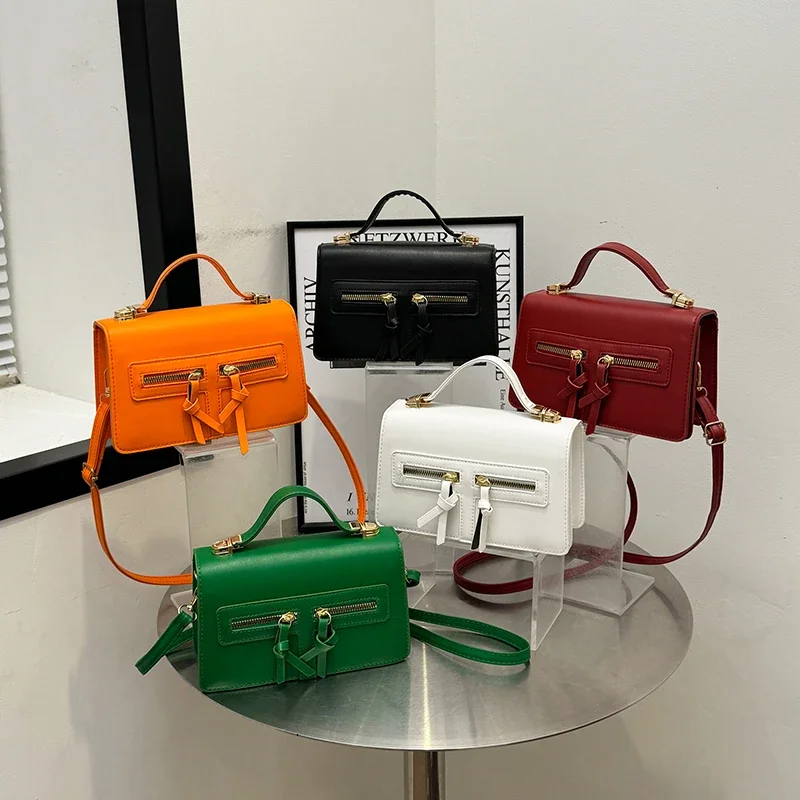 

Solid PU Hasp Soft Trendy Women's Shoulder Bags Interior Zipper Pocket Small Square Crossbody Bag New Versatile Simple Handbags