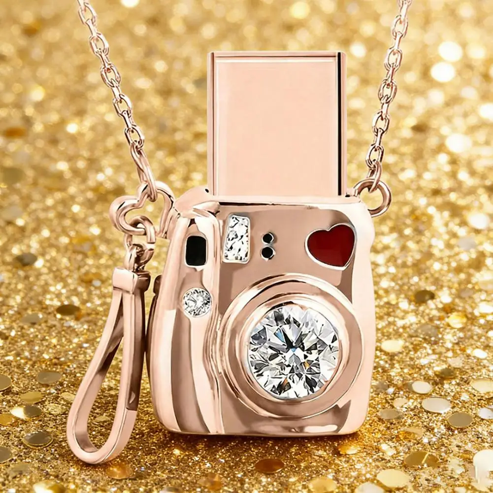 Mini Camera Locket Necklace Custom Picture Pendant Necklace Memorial Jewelry Gifts for Women Girlfriend Wife Photography Lovers