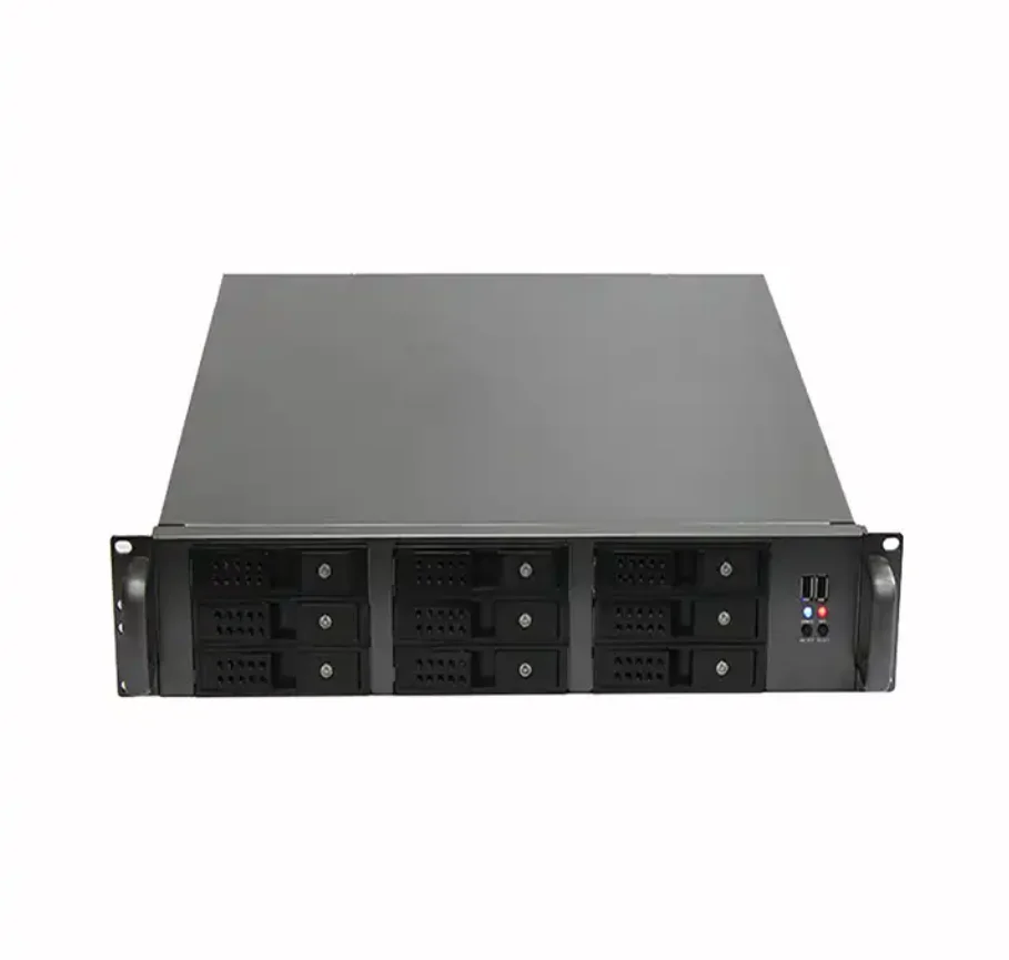 9-Bay Storage Computer Case 2U Server Hot Swap Chassis with Fan Rack Mount ATX Cases for Industrial PC Use