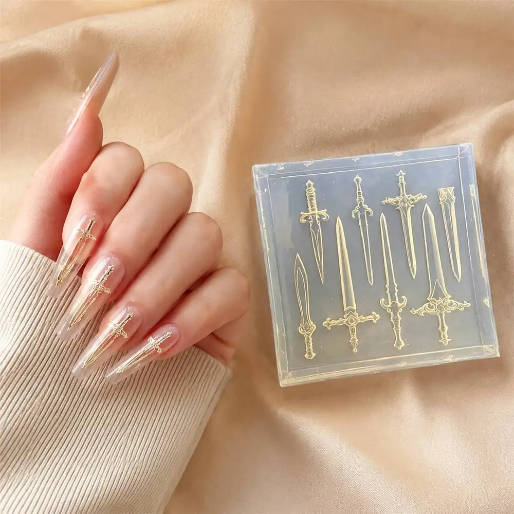 1 Stück Mittelalterliches Schwert Nagelmodell Mini-Schwert Silikon Nagelkunst-Vorlage Vintage Gotische Klingenform Nagelkunst-Formwerkzeug