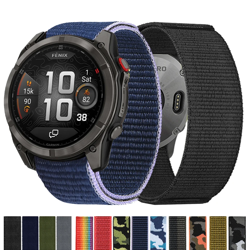 ガーミン フェニックス 8 プロ-MICROLED 7X 7 6X 6 ストラップ 26/22mm ナイロン フックアンドループ バンド クアティックス 8/フォアランナー 970 965/エンドゥロ 3 ブレスレット ベルト