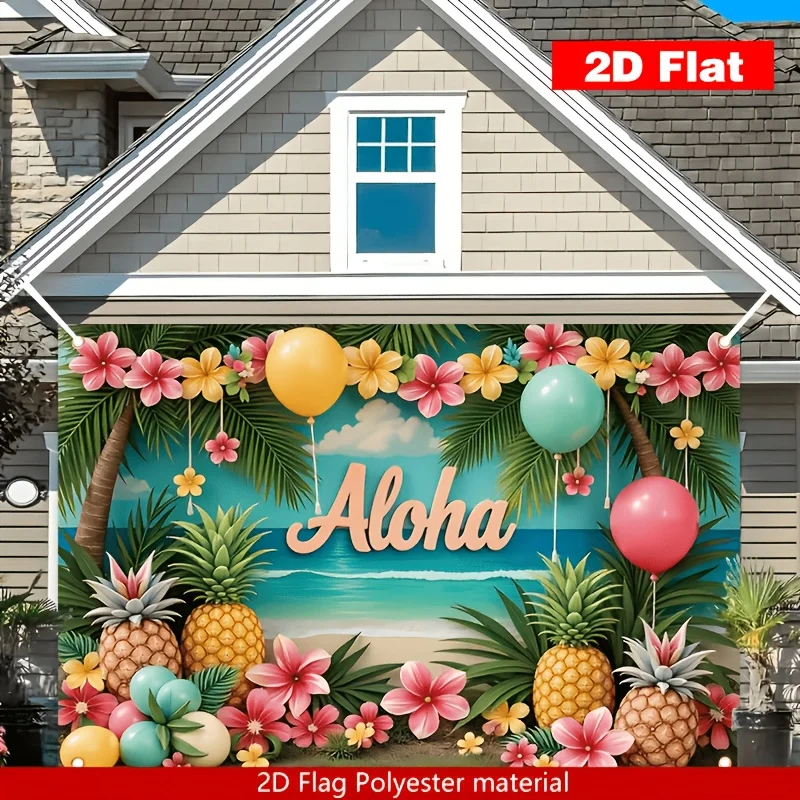 VIKAMA Aloha Hawaii Tapestry Tropical Pineapple Palm Flower Backdrop Summer Beach Party Photo Booth Decor (ABU-027)