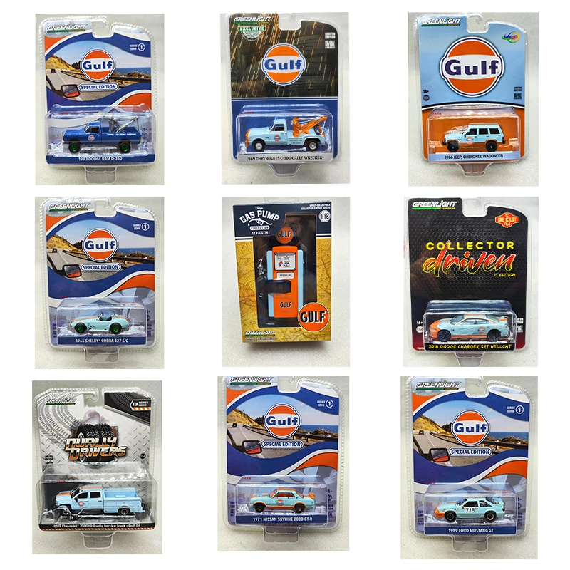 

Green Light Limited Green Tire Edition 1:64 Gulf Edition Mustang Cherokee Simulation Die-cast Alloy Car Model Children's Toy