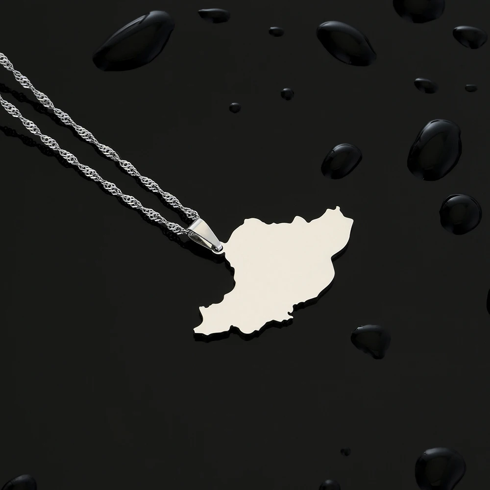Mode Herz Iran Karte Anhänger Halskette Edelstahl Männer Frauen Schmuck Silber Farbe Gold Farbe Iranische Halsketten Geschenk – Detail 11