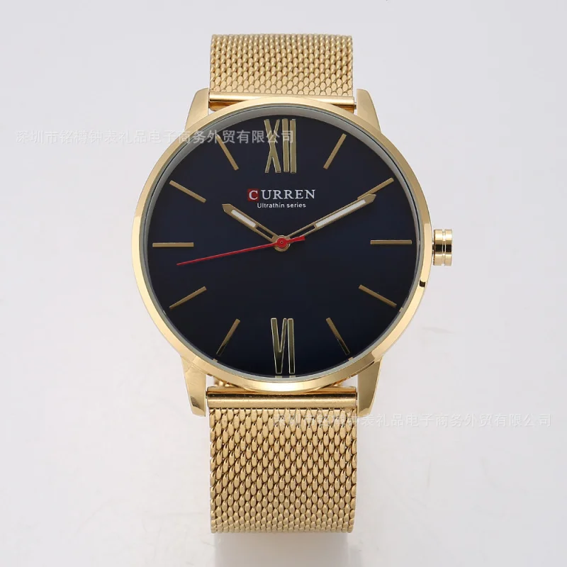 ساعة كورين 8238 للرجال بحزام فولاذي للرجال مقاومة للماء كوارتز ساعة رجال الأعمال