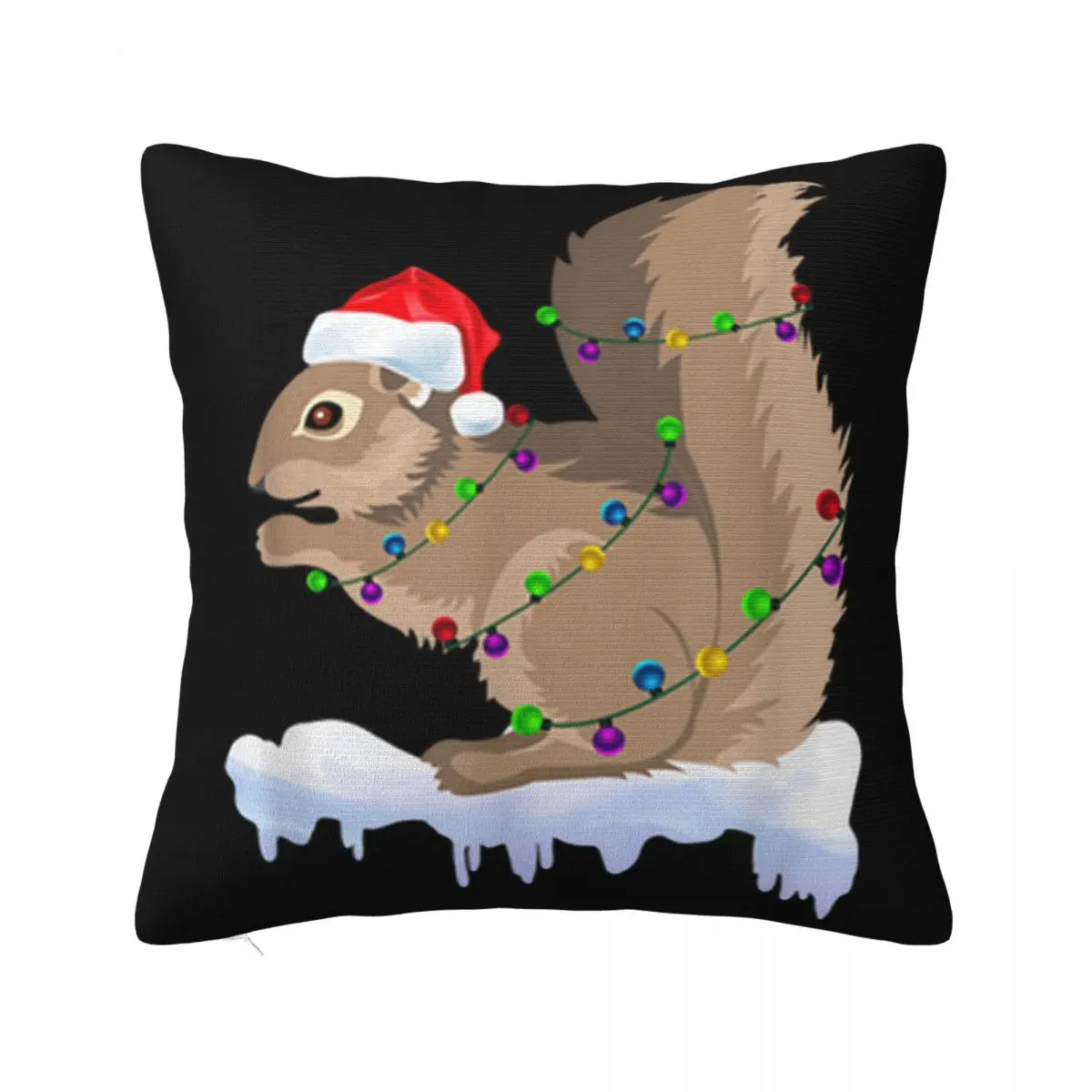 Top Funny Squirrel Christmas Decorations Santa Xmas Lights Hot Sale Man Casual Classic Pillow Case