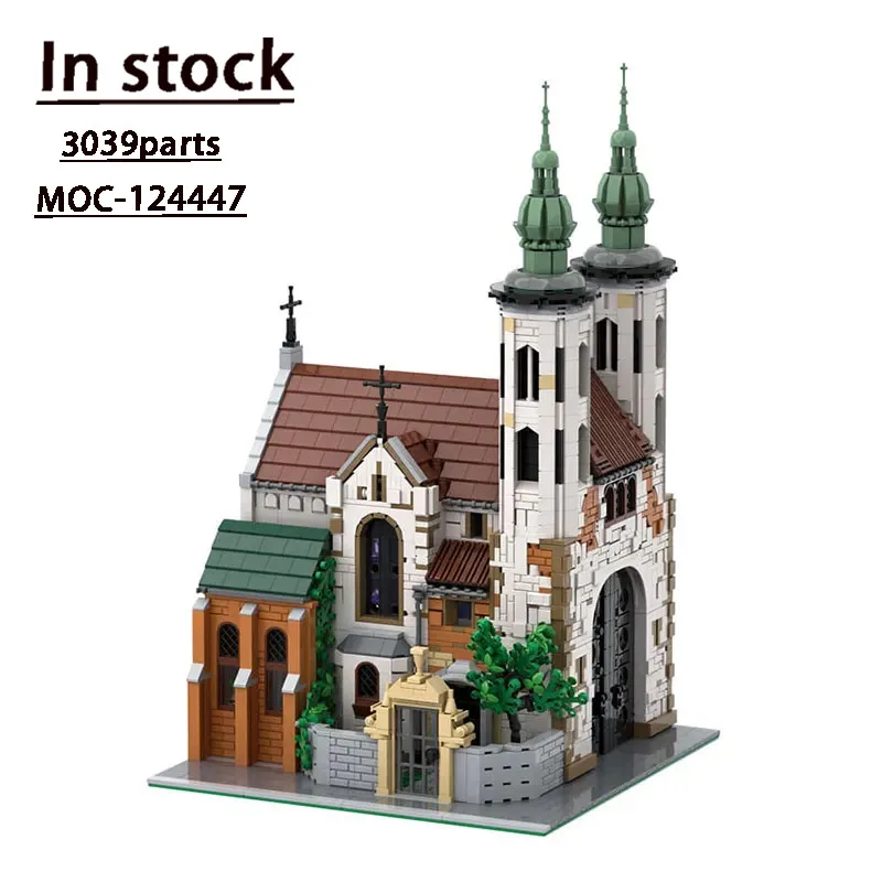 MOC-124447 Castle Street View Medieval Church Splicing Assembly Building Block Model • 3039 Parts Building Blocks Kids Toy Gift