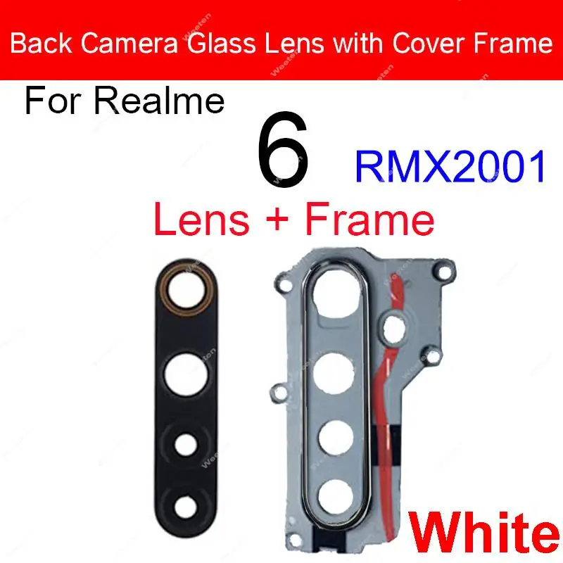 Back Camera Glass Lens Cover For Realme 6 6Pro 6i 7 Pro 7i 8 8i 5G Rear Camera Lens with Frame Ring Holder Parts