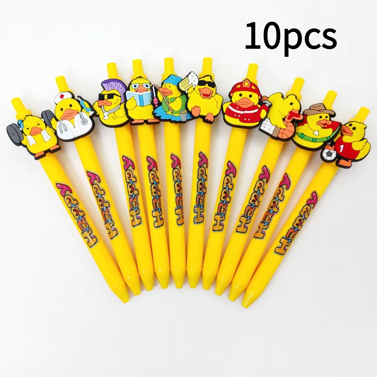 

10pcs/15pcs Creative Yellow Duck Series Theme Ballpoint Pen Student Writing Signature Stationery Suitable for Festival Gifts