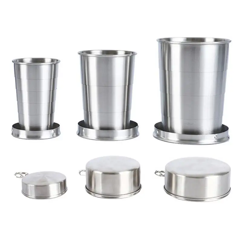 Stainless Steel Folding Cup Portable Water Drinking Cup Outdoor Hiking Camping Travel Collapsibles Telescopic Cup