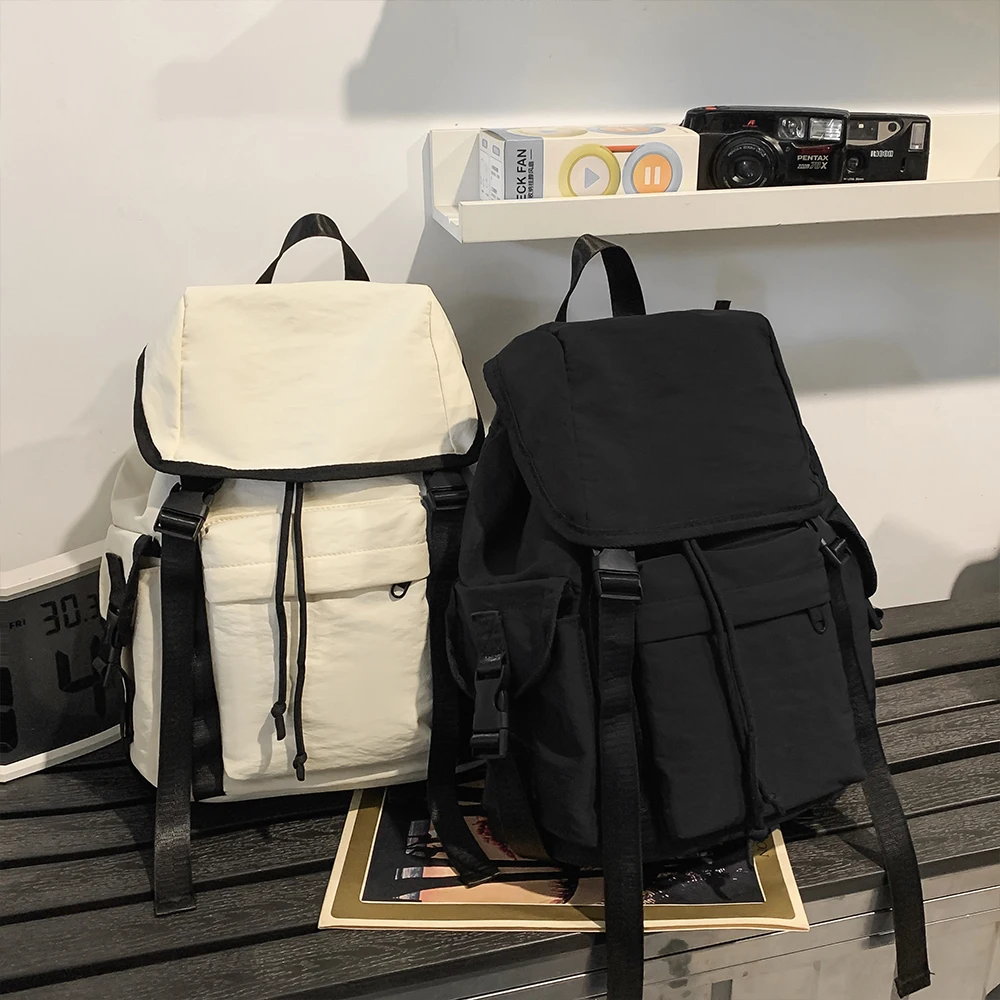 

Drawstring Flap Backpack, Large Capacity Multi-Compartment Daypack for School Commute Travel, Lightweight Casual Bag