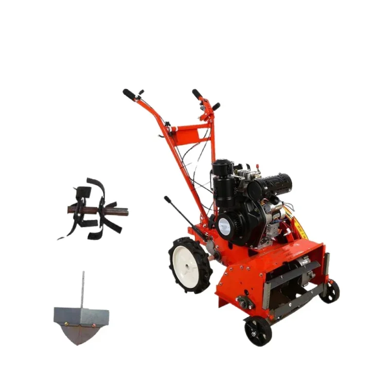 Hand Push Mini Power Tiller Weeder  Loosening Furrowing Machine Agricultural Hoeing Cultivator for Farm Garden