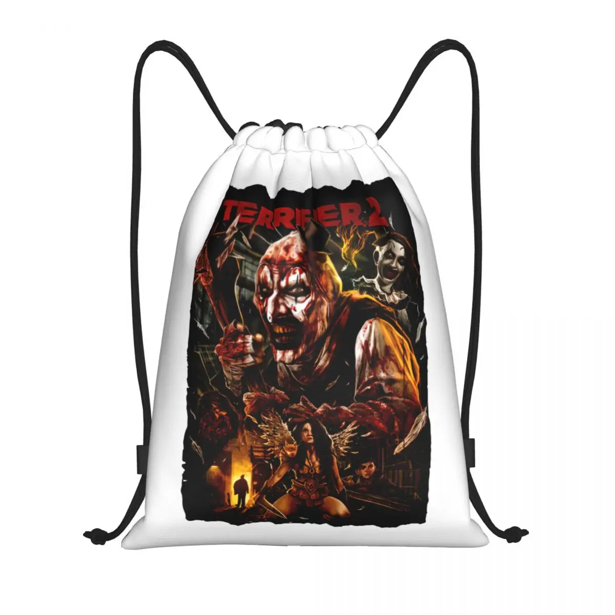 Terrifiers Movie Horror Art Slasher Halloween Drawstring Bag Women Men Portable Gym Sports Sackpack Training Storage Backpacks