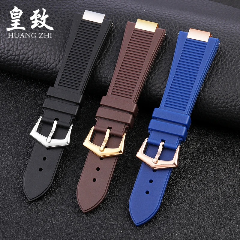 For Patek Philippe Nautilus 5711 5712 5726 rubber watchband adapter convex stainless steel Men Silicone watch strap accessories