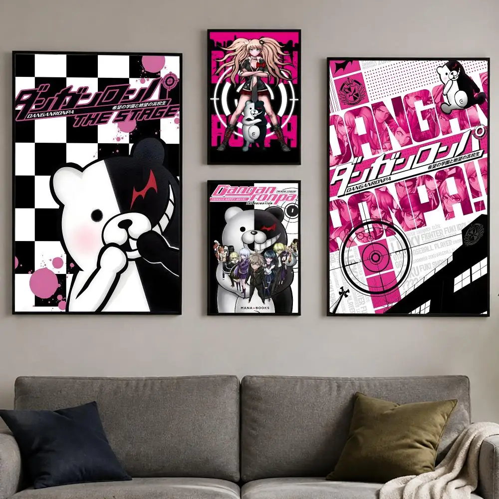 Game D-DanganRonpas Poster PP Self-Adhesive Wall Sticker Bedroom Gaming Cafe/Bar Vintage Aesthetic Decor Ideal Gift