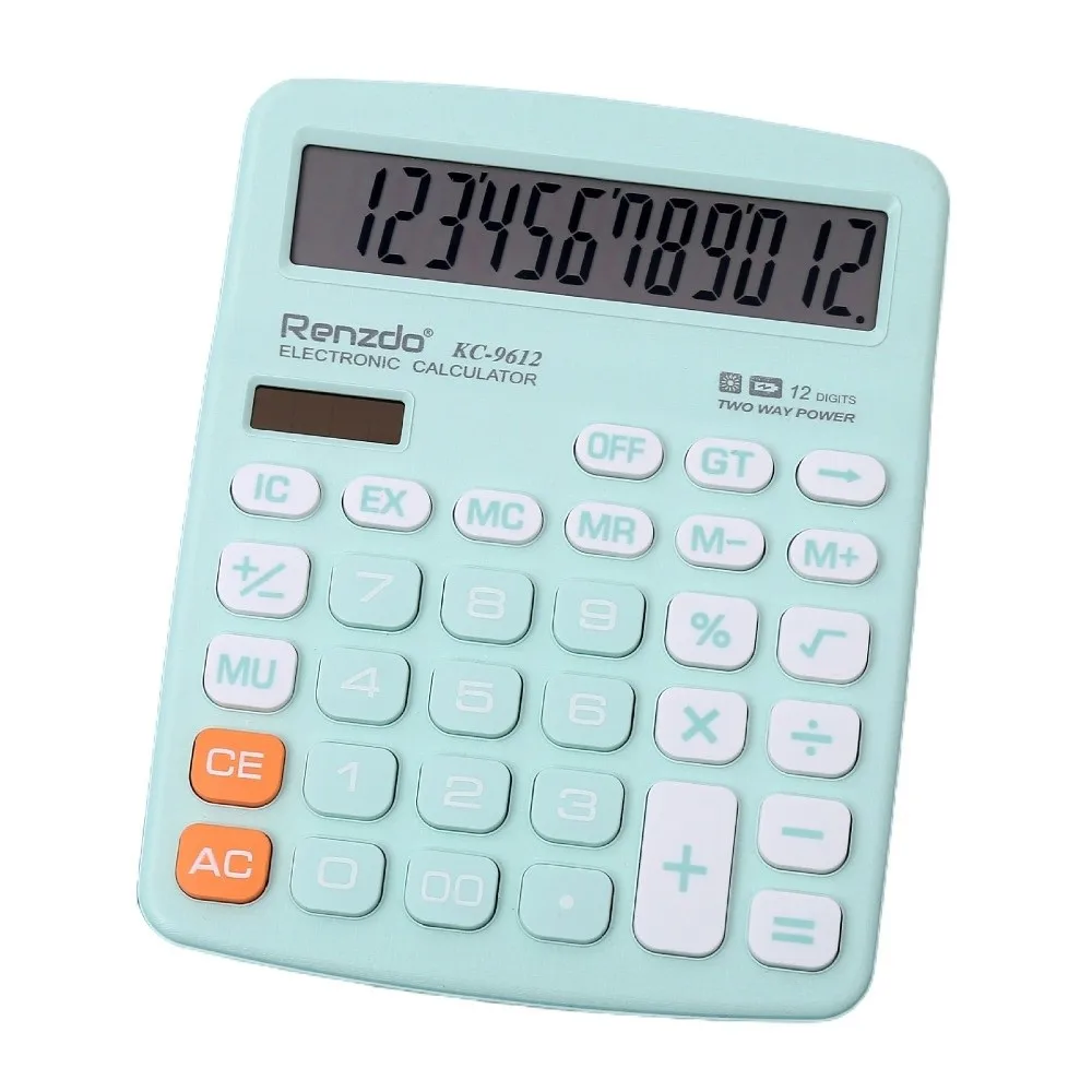 

12 Digits Solar Calculator Accounting Tools Lightweight Electronic Calculator Candy Color Portable Scientific Calculator