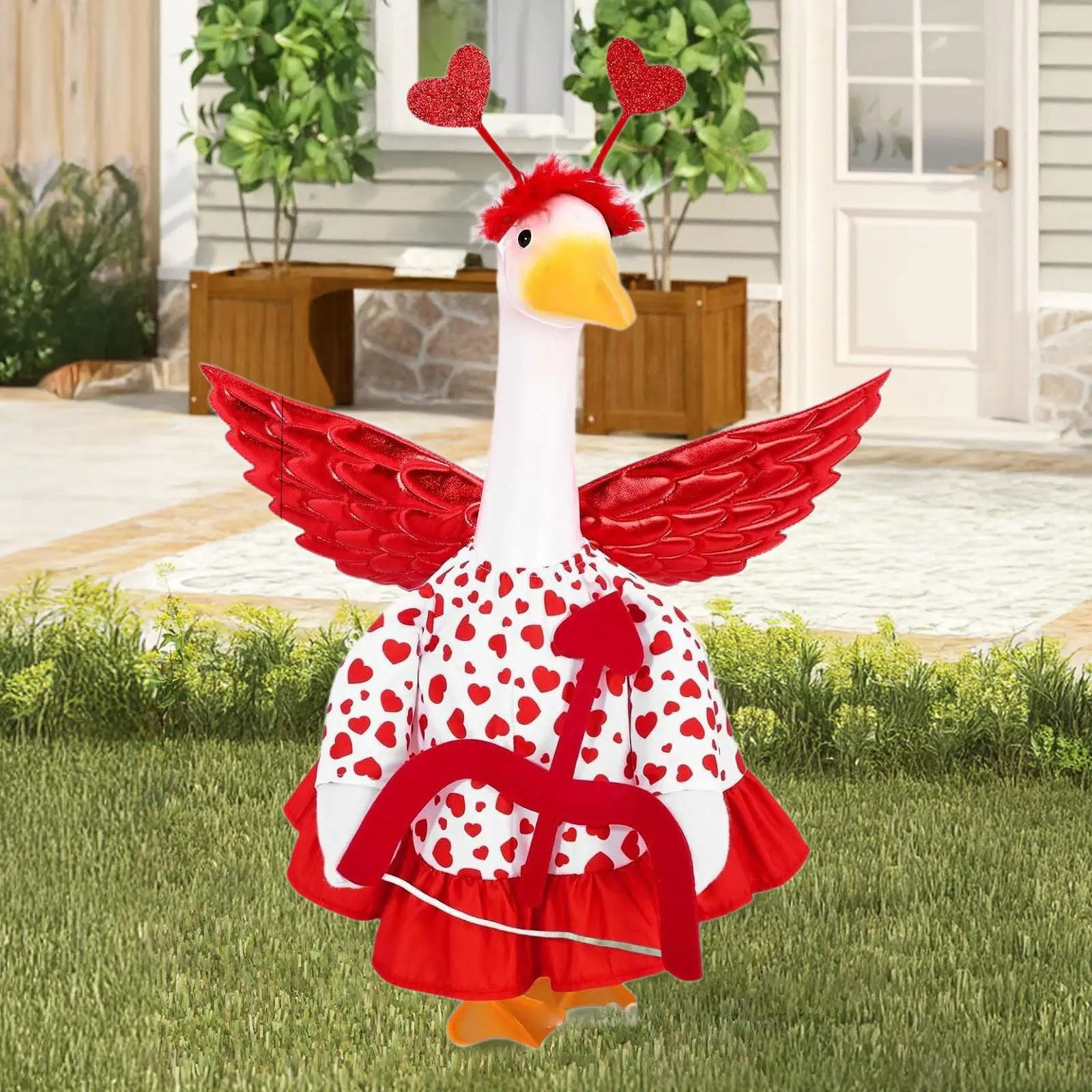 Garden Accessories Decoration Porch Goose Outfits Red Soft Dress Clothes for 23 Inch Goose Statue Holiday Decor
