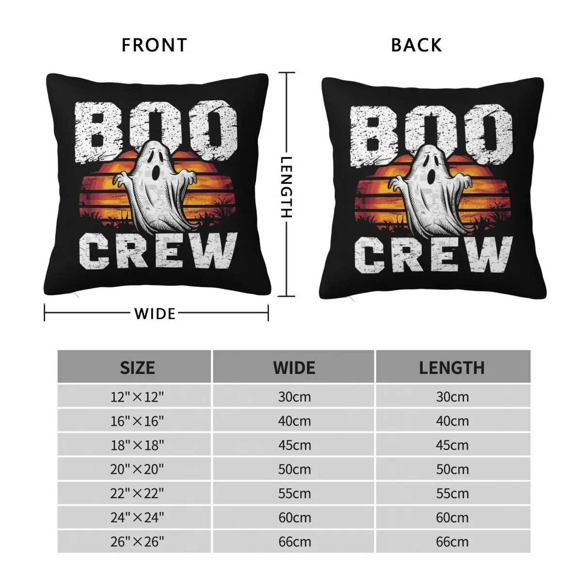 Boo Crew Ghost Halloween Party Spooky Night Pillowcase Cushion Comfort Throw Pillow Sofa Cushions Used for Home Living Room